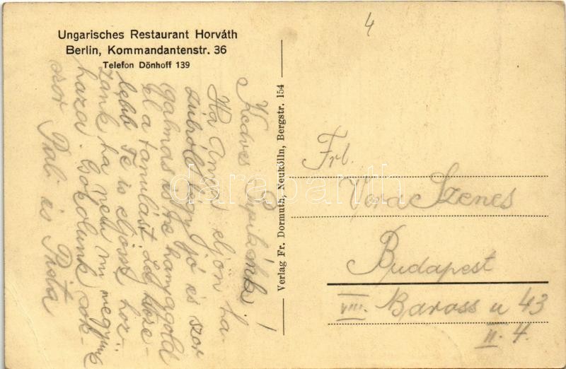 Berlin, Horváth-féle magyar vendéglő, belső. Hungarika / Ungarisches Restaurant Horváth. Kommandantenstrasse 36. / Hungarian restaurant interior. Hungarica - Image 2