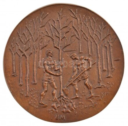 Borsos Miklós (1906-1990) 1981. 'Eredményes fásításért MÉM 1981' kétoldalas, öntött bronz emlékérem (100mm) T:1- / Hungary 1981. 'Eredményes fásításért MÉM 1981' double-sided, cast bronze commemorative medallion. Sign.: Miklós