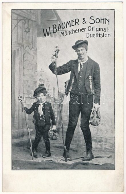 W. Baumer & Sohn Münchener Original Duettisten / Német cirkuszi páros, zsidó Dávid-csillag. Judaika / German circus acrobats, Jewish Star of David. Judaica (EK)