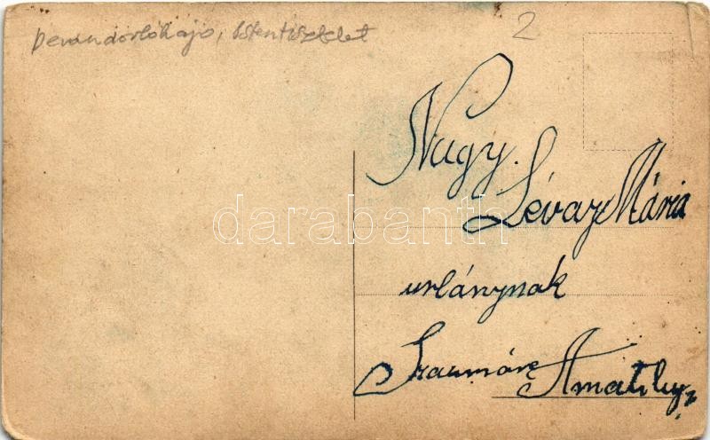 Kivándorlási hajó Amerikába, istentisztelet a fedélzeten / Emigration ship to America, mass on the deck (szakadás / tear) - Image 2