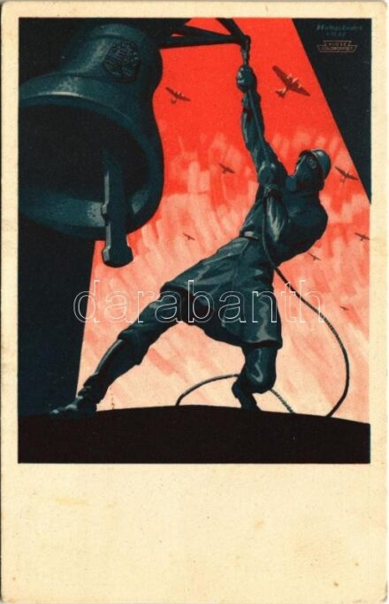 1937 A Légoltalmi Liga mindenkit felszólít a közös munkára! Légoltalmi Liga propagandalapja és saját kiadása / Hungarian air defence propaganda s: Hollós Endre