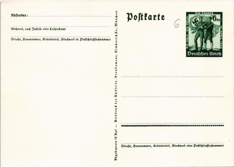 1938 März 13. Ein Volk, ein Reich, ein Führer! / Adolf Hitler, NSDAP German Nazi Party propaganda, map, swastika. 6 Ga. s: Professor Richard Klein - Image 2