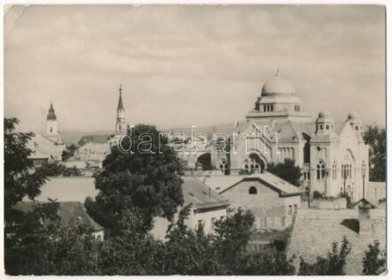 1958 Losonc, Lucenec; látkép zsinagógával / general view with synagogue (EK)
