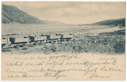 1900 Orsova, Ada Kaleh, Vaskapu-szoros, iparvasút. Hairy Hassan kiadása / Eisernes Tor / Portile de Fier / gorge, canal, industrial railway (EK)