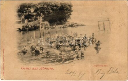 1899 (Vorläufer) Abbazia, Opatija; Angiolina Bad / fürdő / beach (EK)