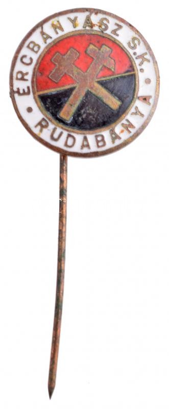 ~1960-1970. 'Ércbányász S.K. Rudabánya' zománcozott fém kitűző T:2 patina, kopott zománc