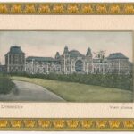 1908 Debrecen, Vasútállomás. Mihály Sámuel kiadása. Szecessziós litho keret / Art Nouveau litho frame (EK)