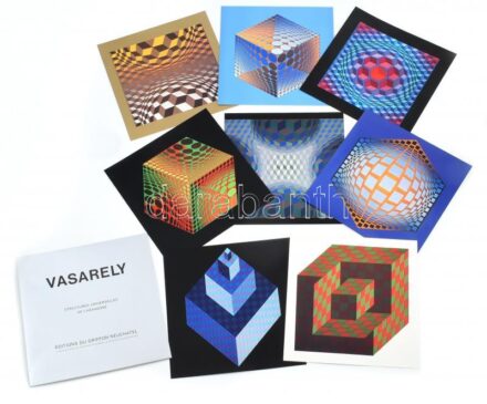 Vasarely Victor (1908-1997): Structurelles universelles de l'hexagone, mappa. 8 db heliogravűr, papír, mindegyik külön lapon. Neuchatel, 1975, Éditions du Griffon. Eredeti, kiadói mappában. Lapméret: 27x27 cm. Komplett, hiánytalan! /
