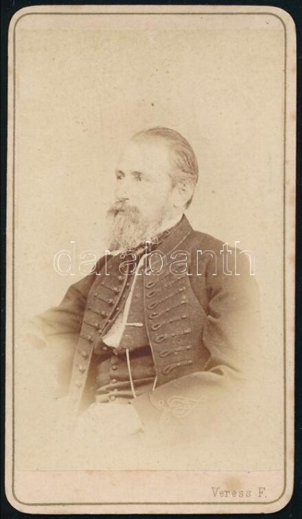 Nagy Péter (1819-1884) református lelkész, az erdélyi református egyházkerület püspöke, keményhátú fotó Veress Ferenc műterméből, 10,5×6 cm
