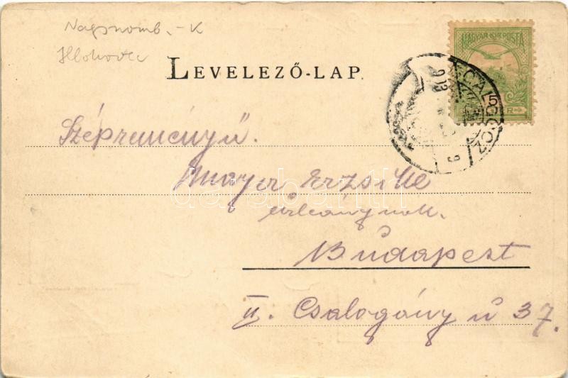 1903 Galgóc, Frasták, Hlohovec; Régi vár, római katolikus templom, Szt. János szobor, Erdődy vár / castles, church, statue. Art Nouveau, floral - Image 2