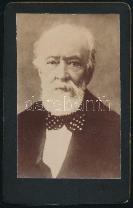 1893 Kossuth Lajos, a torinói Abrosetti fotójának korabeli másolata, keményhátú portré, 10,5×6,5 cm