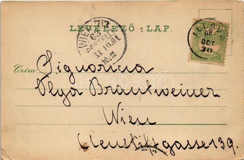 1901 Illava, Illau, Ilava; Fő utca, templom. F. Simicsek No. 6394. / main street, church (EK) - Image 2