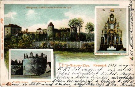 1903 Késmárk, Kezmarok (Tátra-Szepes-Zips); Tököly vár, Fogház torony, Kápolna oltár, belső. Feitzinger Ede 1902/12. 535. / castle, prison tower, bastille, chapel interior, altar (EK)