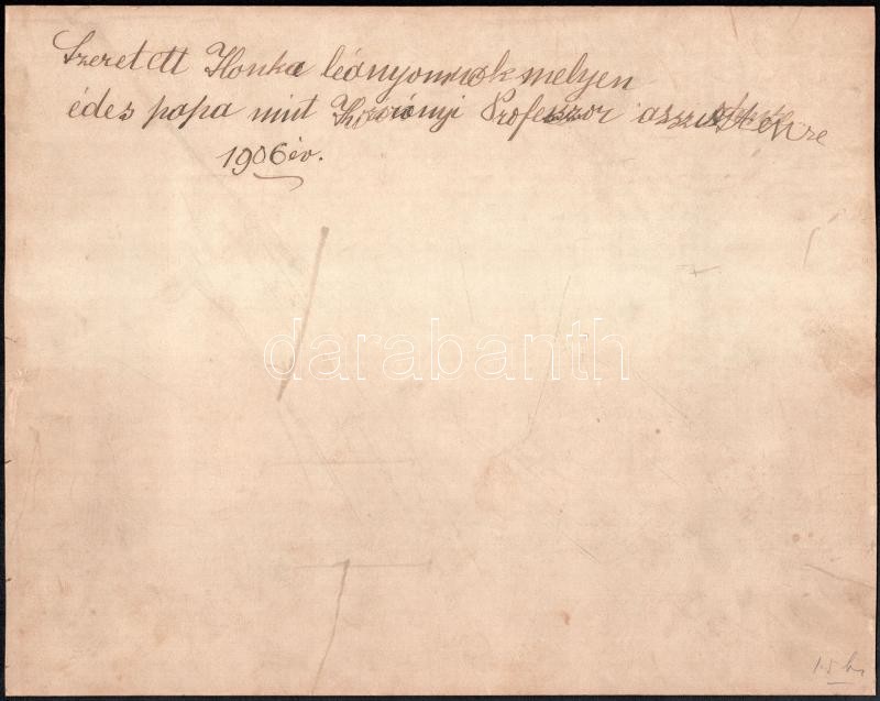 1906 Orvosi vizit, rajta Id. báró tolcsvai Korányi Frigyes (1827-1913) orvosprofesszor és tanítványaival, fotó kartonon, a hátoldalon feliratozva, 15x19 cm - Image 3