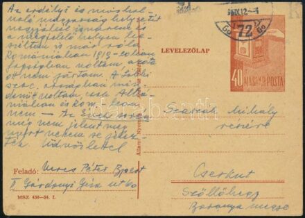 1965 Veres Péter író, pártvezér, miniszter által írt levelezőlap