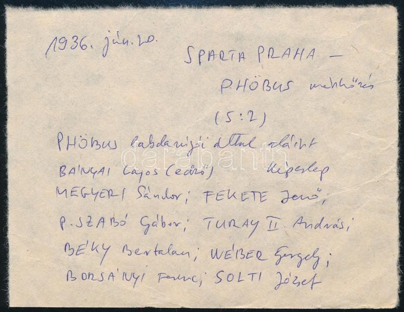 1936 A Phöbus labdarúgói által aláírt képeslap (P. Szabó, Wéber, Turay II., stb.) - Image 2