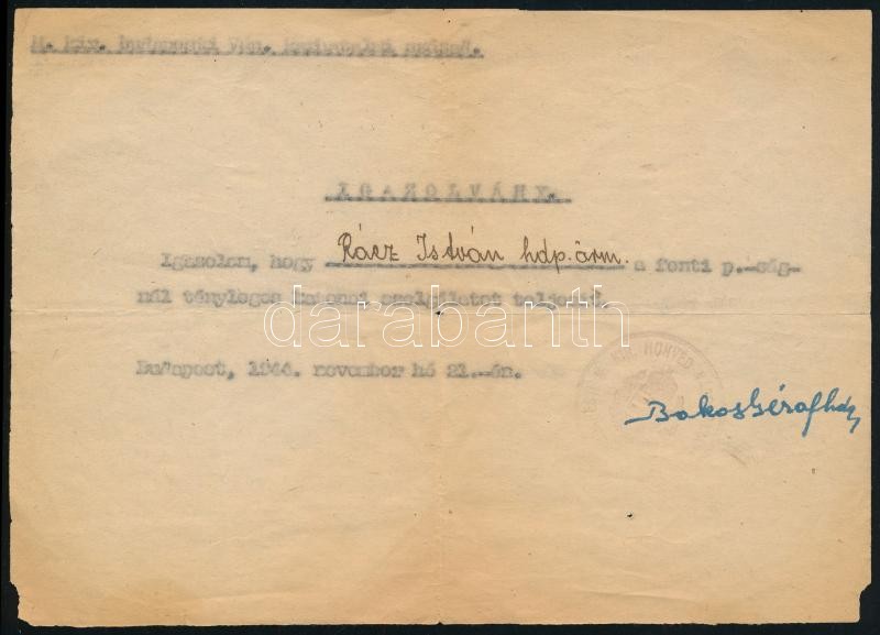 1944. november 21. Budapesti Karhatalmi Század katonai igazolványa és fotó a katonáról