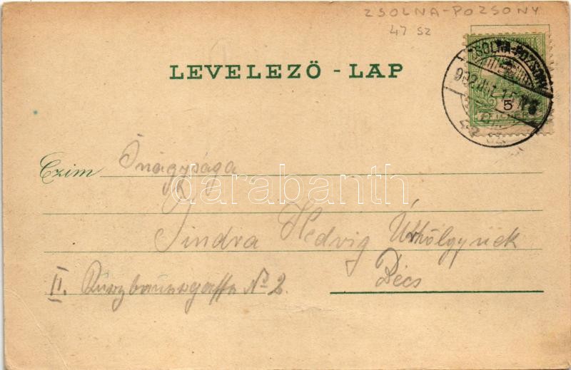 1902 Pöstyén, Pistyan, Piestany; Franz Josef Bad, Kirche, Kurhaus, Bäder, Infanterist, Franz Josef Strasse, Kur Hotel / Ferenc József fürdő, Gyógyterem, Fürdők, Úri utca és fürdő szálloda, infanterista. Gipsz H. kiadása / spa, - Image 2