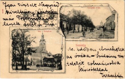 1903 Somorja, Somorin, Samorín; Katolikus templom, Városház utca / church, street. Art Nouveau, floral