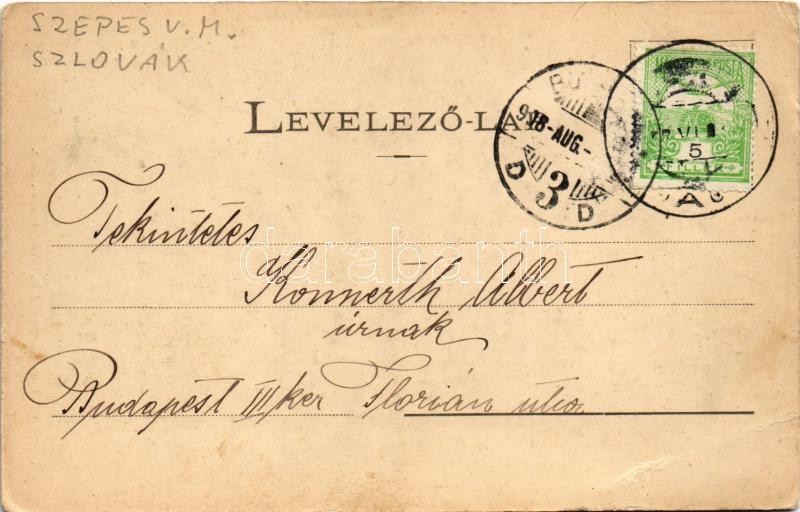 1908 Szepesolaszi, Wallendorf, Spisské Vlachy; Római katolikus templom. Matz Gusztáv 1902. / Catholic church (EK) - Image 2