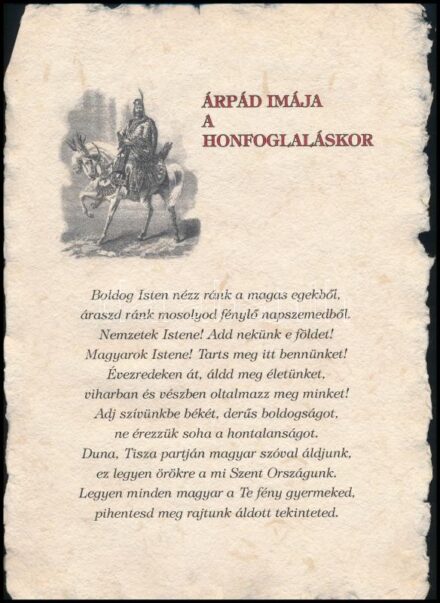 Árpád imája a honfoglaláskor, merített papír, 30x21 cm