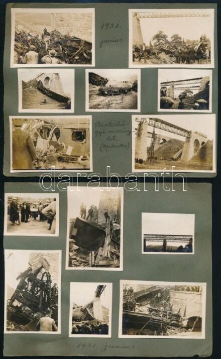 1931 A biatorbágyi merénylet fotó, 13 db fotó kartonon, a hátoldalakon, kartonokra kasírozva, a hátoldalakon 4 db más jelegű fotóval, rajtuk 1933-as világjamboree-n készült csoportképpel, Horthy Miklóssal (1933), Gömbös Gyula