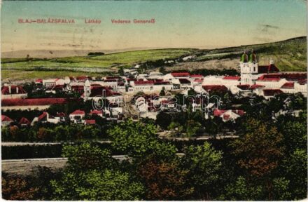1924 Balázsfalva, Blasendorf, Blaj; látkép. V. és E. Avrigeanu kiadása / general view (ragasztónyom / glue marks)
