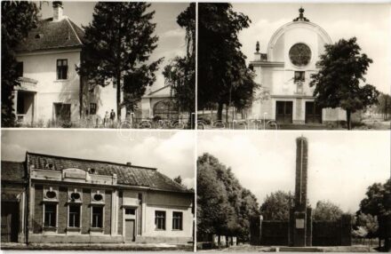 1966 Bátaszék, Április 4. Filmszínház (mozi), Petőfi kultúrotthon, emlékmű. Képzőművészeti Alap Kiadóvállalat (EK)