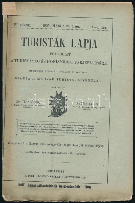 1905 A Turisták lapja c. folyóirat 3 db száma