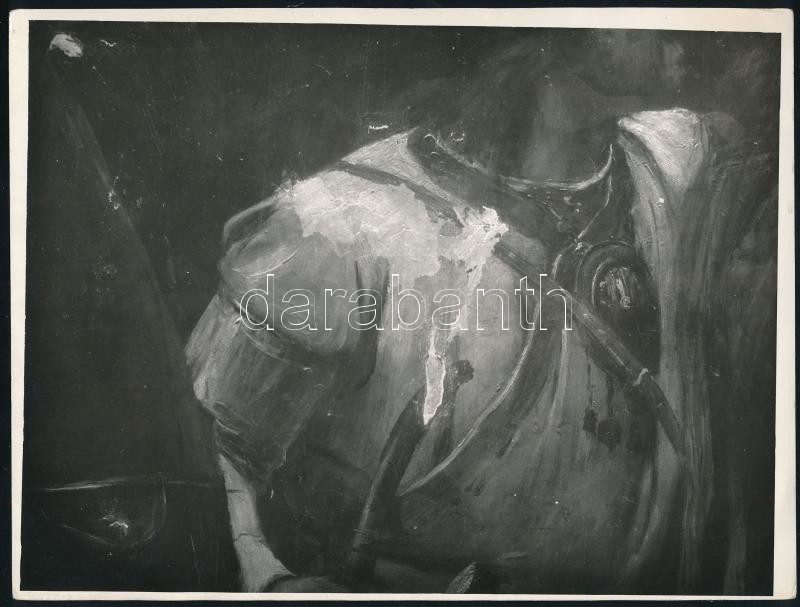 cca 1950-60 Munkácsy Mihály (1844-1900) Honfoglalás c. monumentális festményéről, egyik főművéről készült ösz. 9 db fotó, amelyek restaurálás előtti, közbeni és utáni állapotát szemlélteti. Egyik felvételen Sárdy Brutus - Image 2