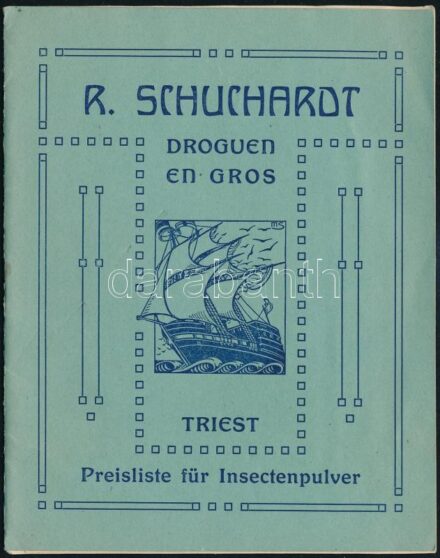 cca 1900 Trieszt, R. Schuchardt Drogenhandlung árkatalógusa és levelezőlapja, 2 db