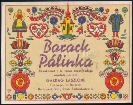 Kecskeméti t.h. város szeszfőzdéje italcímke, kissé foltos