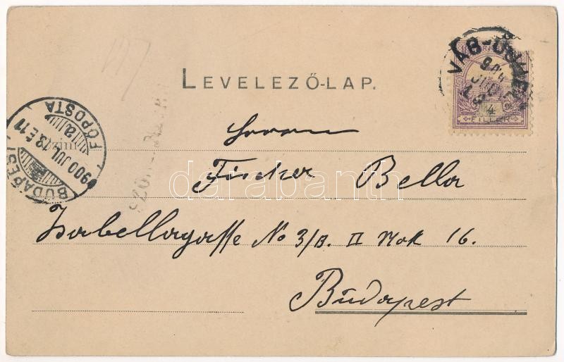 1900 Vágújhely, Waag-Neustadt, Nové Mesto nad Váhom; Vásár, piac, Takarékpénztári udvar, Salvéndy J. és fia, David Spitzer és Rosenberg Salamon üzlete, Birman kávéház / market, savings bank, shops, cafe - Image 2