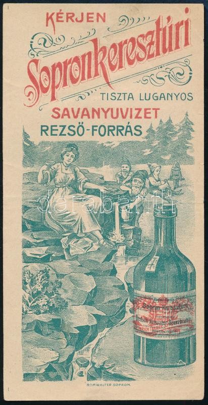Sopronkeresztúri savanyúvíz számolócédula