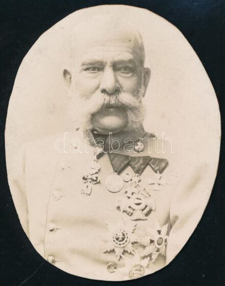 cca 1910 Ferenc József császár és király portréja, keményhátú fotó körbevágva, 10×8 cm / Portrait of Emperor Franz Joseph, vintage photo, cropped