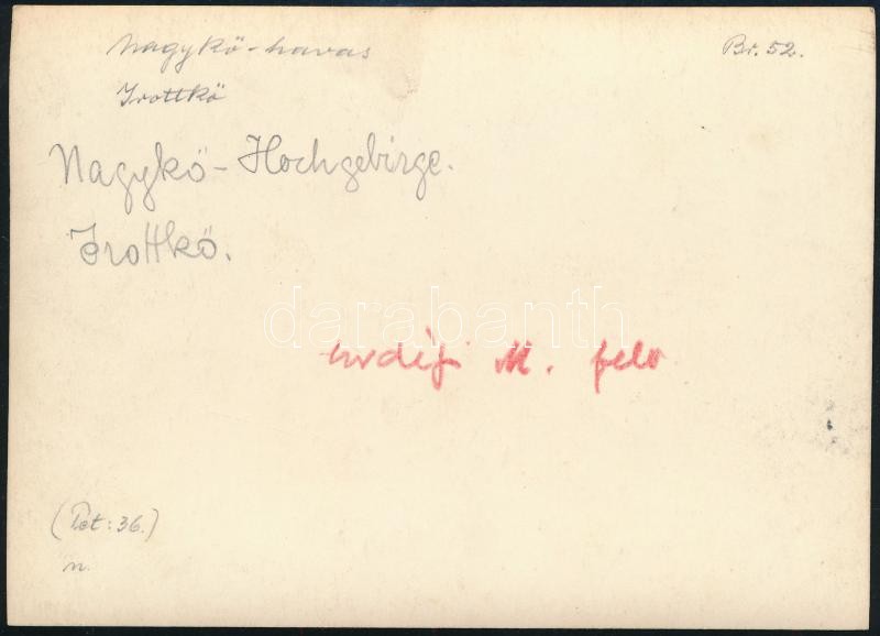 cca 1910 Nagykőhavas, Erdélyi Mór felvétele, hátulján feliratozva, 11,5×16 cm / Piatra Mare, photo of Mór Erdélyi, with notes on its back, 11,5×16 cm - Image 2