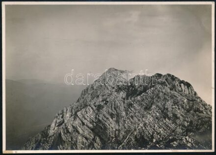 cca 1910 Brassó-vidéki hegyek, Királykő, Erdélyi Mór felvétele, hátulján feliratozva, 11,5×16 cm / / Brasov (Kronstadt), Piatra Craiului, mountains, vintage photo by Mór Erdélyi, 16x11,5 cm