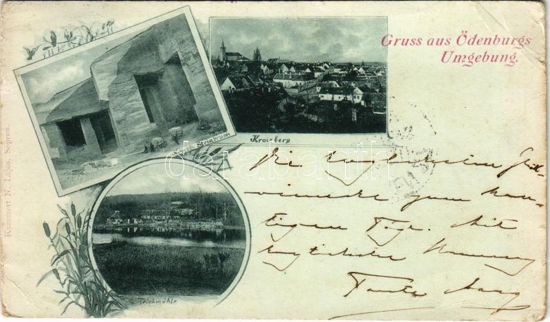 1898 (Vorläufer) Fertőrákos, Rákos, Kroisbach (Sopron); Rákosi kőfejtő, Tómalom. Kummert N. Lajos Art Nouveau, floral (EB)
