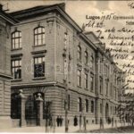 1905 Lugos, Lugoj; Gimnázium és színház. Berecz J. kiadása / school and theatre