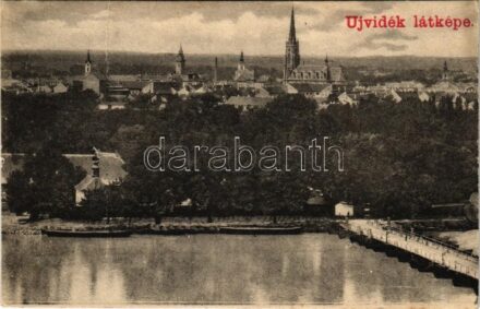 1902 Újvidék, Novi Sad; város látképe a várról, hajóhíd / view from the castle, pontoon bridge (fa)