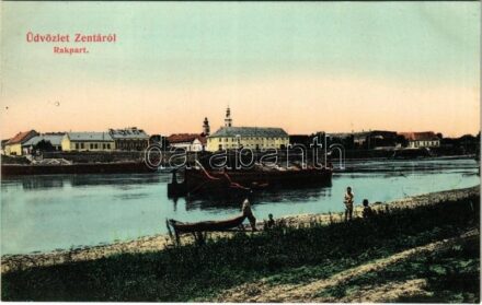 Zenta, Senta; Rakpart. Fekete Sándor kiadása / quay, riverside