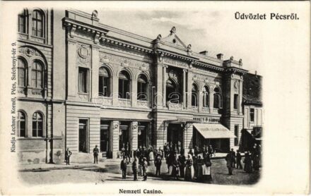 Pécs, Nemzeti Kaszinó, udvari cukrászda. Lechner Kornél kiadása