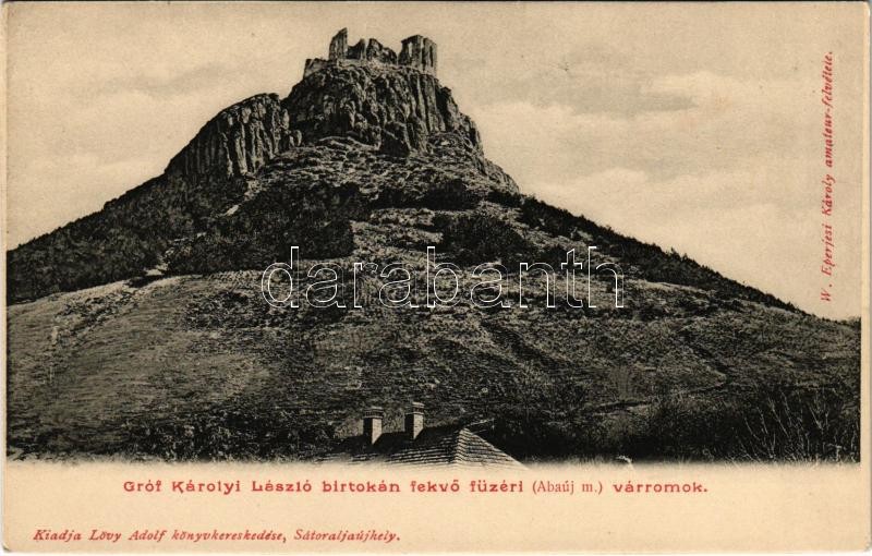 Füzér, Gróf Károlyi László birtokán fekvő füzéri (Abaúj m.) várromok. Löwy Adolf kiadása, W. Eperjesi Károly amateur felvétele (EK)