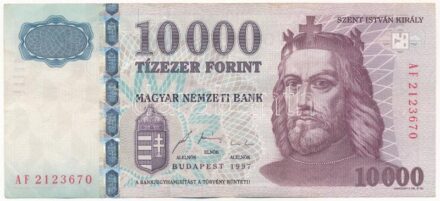 1997. 10.000Ft 'AF 2123670' T:III / Hungary 1997. 10.000 Forint 'AF 2123670' C:F Adamo F58.5