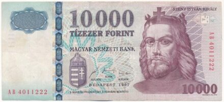 1997. 10.000Ft 'AB 4011222' T:III / Hungary 1997. 10.000 Forint 'AB 4011222' C:F Adamo F58.1