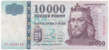 1999. 10.000Ft 'AC 4100148' T:III / Hungary 1999. 10.000 Forint 'AC 4100148' C:F Adamo F58B2