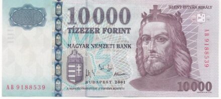 2001. 10.000Ft 'AB 9188539' T:III szép papír / Hungary 2001. 10.000 Forint 'AB 9188539' C:F fine paper Adamo F58C1