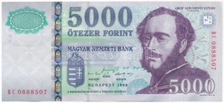 1999. 5000Ft 'BC 0888507' T:II- / Hungary 1999. 5000 Forint 'BC 0888507' C:VF Adamo F57.2