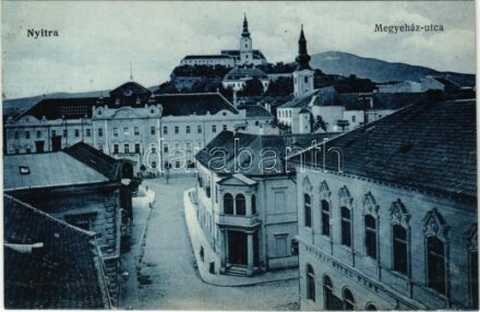 Nyitra, Nitra; Megyeház utca. Huszár István kiadása / county hall, street