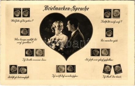 Briefmarken-Sprache / Stamps language, romantic couple